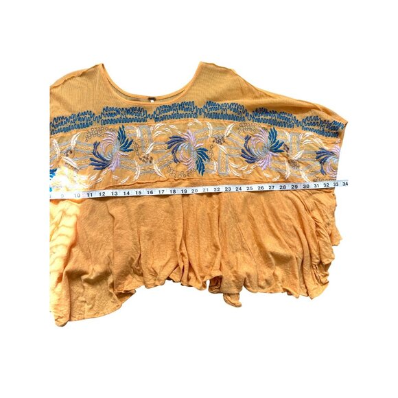 Free People Love Letter Top Embroidered Yellow Boho Cotton Oversized Womens S - Picture 6 of 8